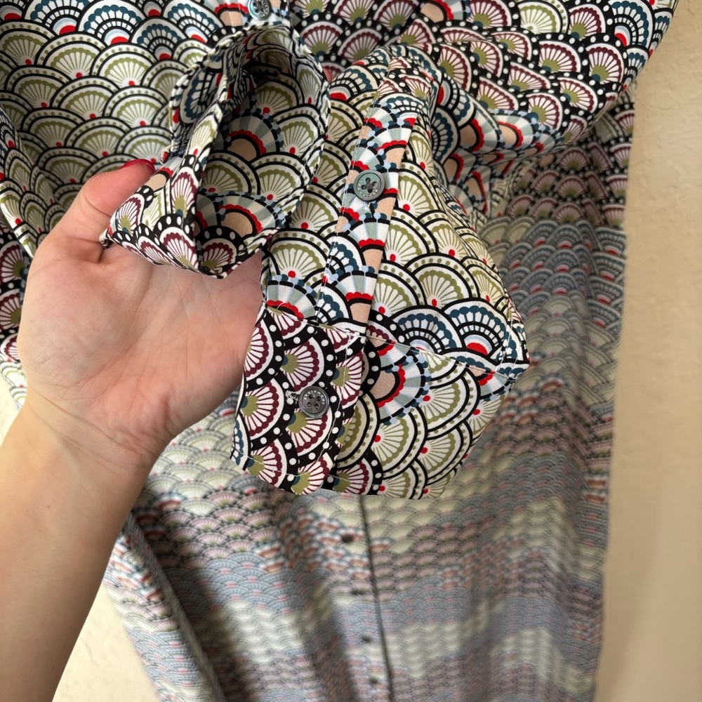 Equipment | Women's 100% Silk Brett Maxi Dress White Multi Fluttering Fan Print - Picture 7 of 13